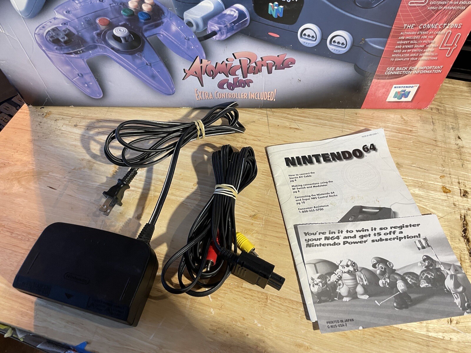 Nintendo 64 N64 Console Black w/Atomic Purple Controller In Box