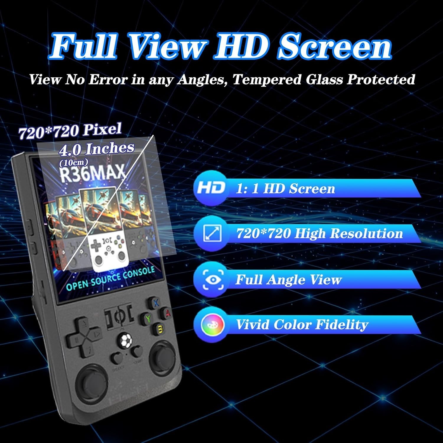 Open Source R36MAX 4000mAh Portable Rechargeable Handheld Retro Game Console