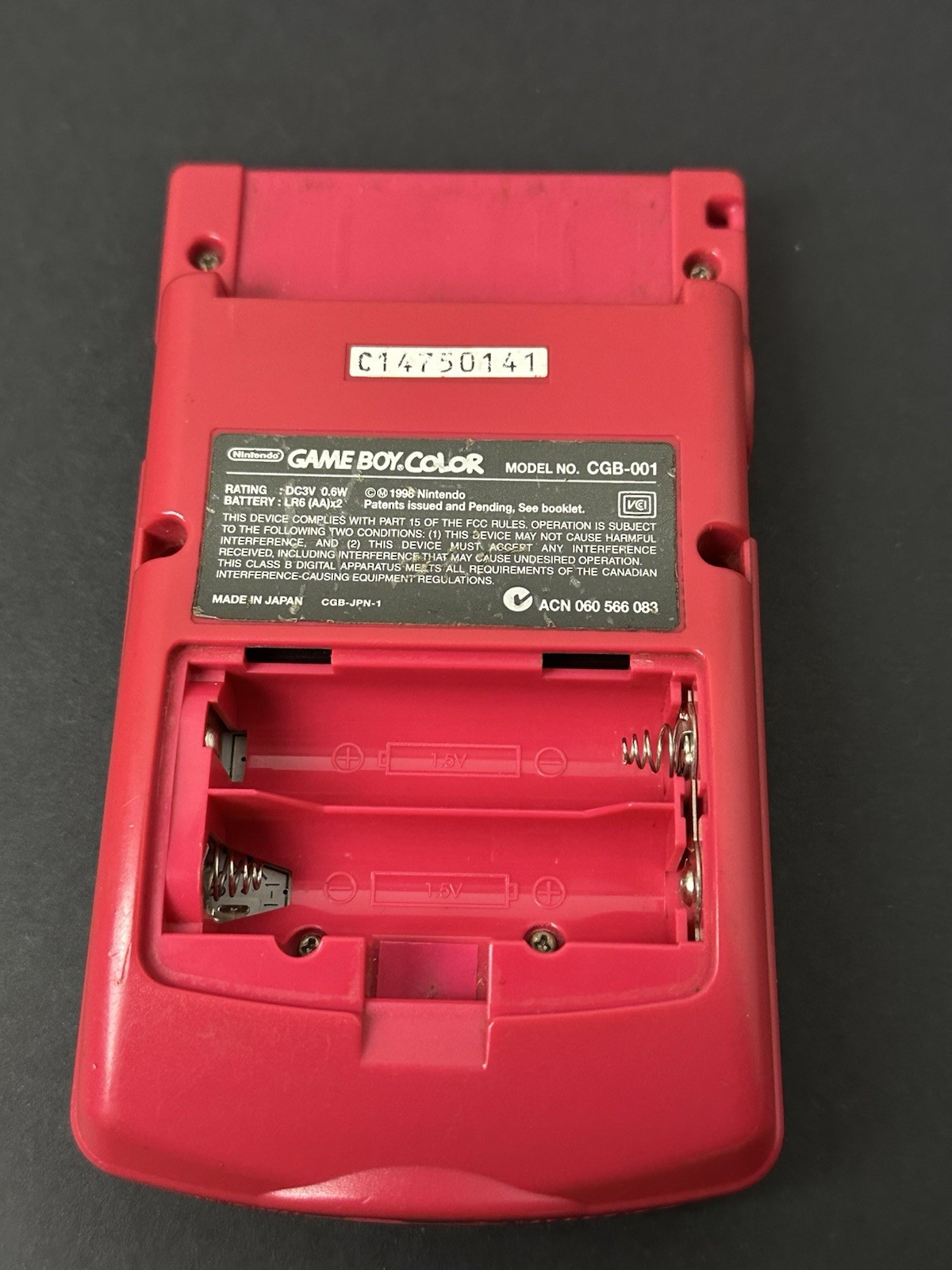 Nintendo GameBoy Color GBC Berry Red Handheld System Console CGB-001 Tested
