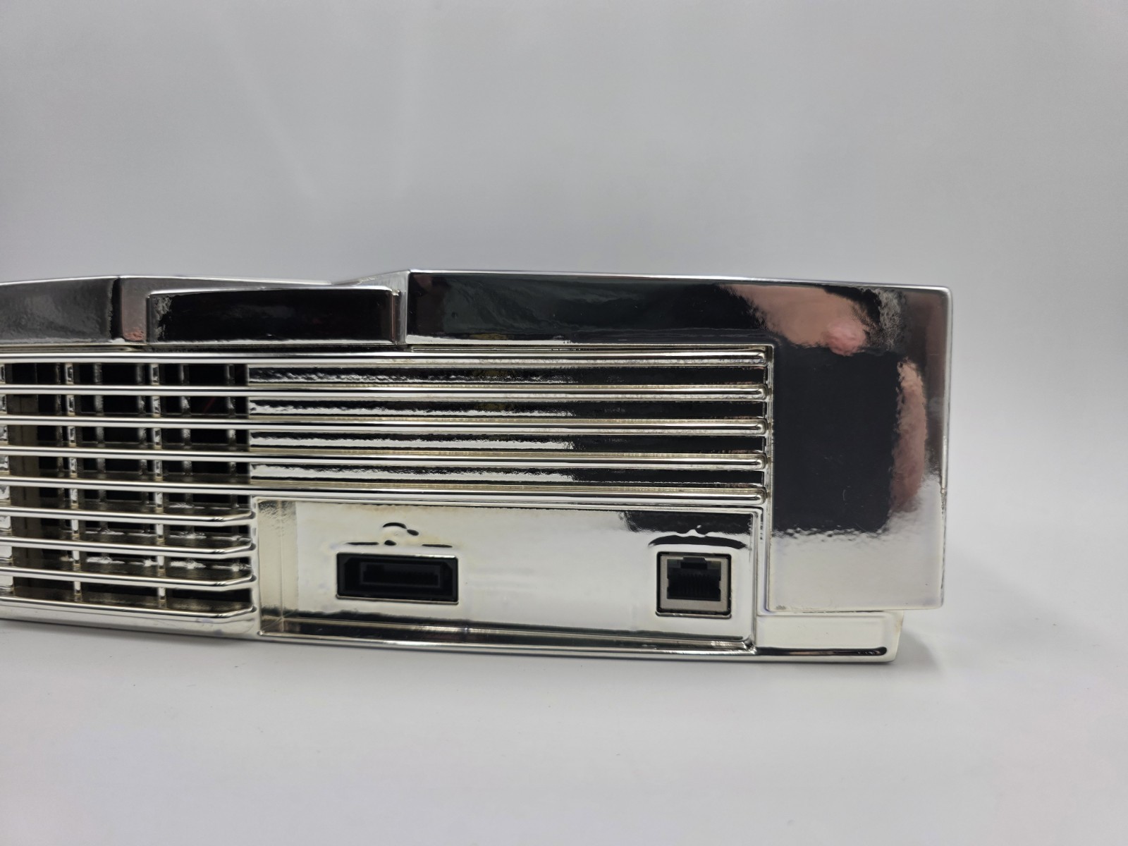 RARE Mirror Chrome Original Xbox Fully Recapped White LEDs Philips DVD Microsoft