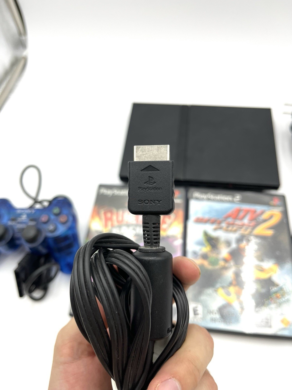 Playstation 2 PS2 Slim SCPH-70001 Console Bundle Lot 2 Games 2 Controllers READ!