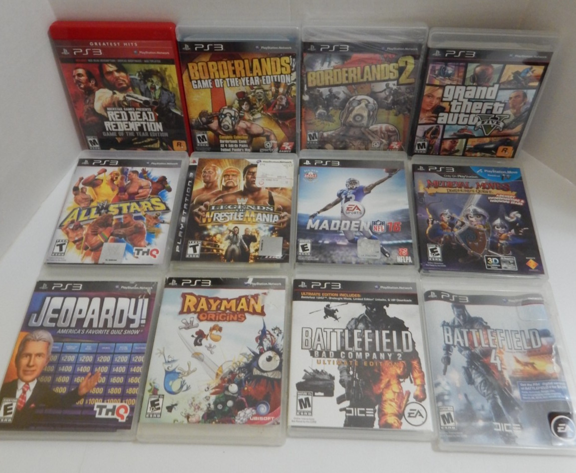Ps3 Slim Cech-2501A Console 160GB Bundle 12 Games 2 Controller Lot Tested Works