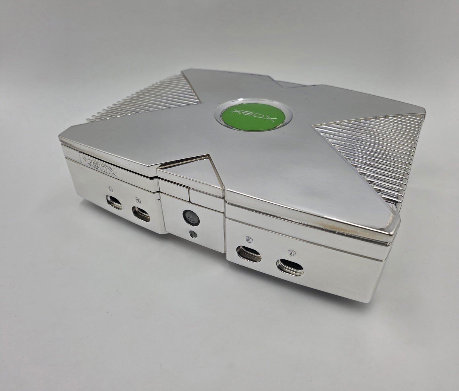 RARE Mirror Chrome Original Xbox Fully Recapped White LEDs Philips DVD Microsoft