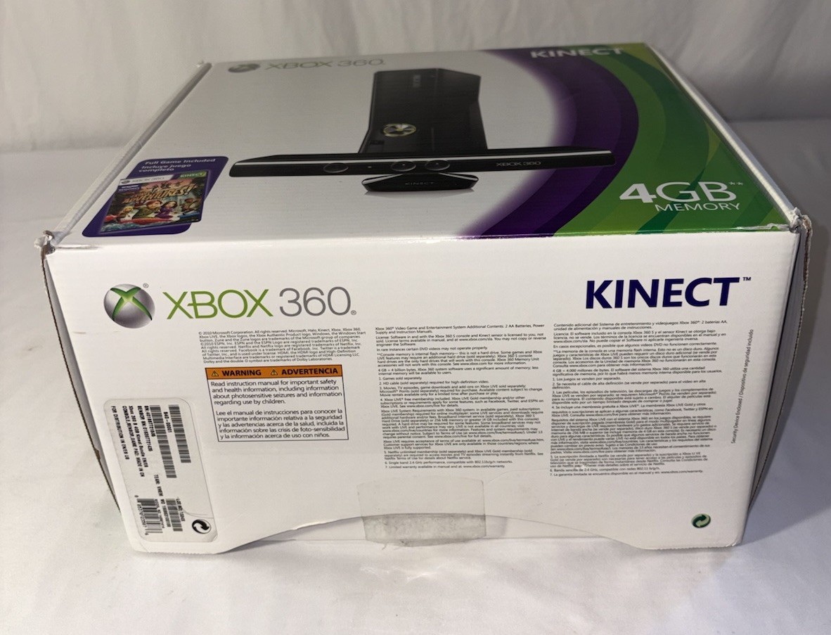 Microsoft Xbox 360 Complete In Box Gaming Console, Kinect, Controller, Game