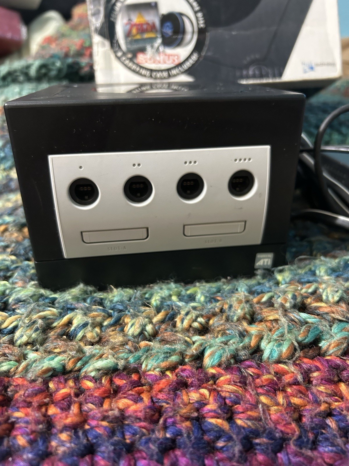 Nintendo GameCube Game Console Black System DOL 001 & Box & Power Cords