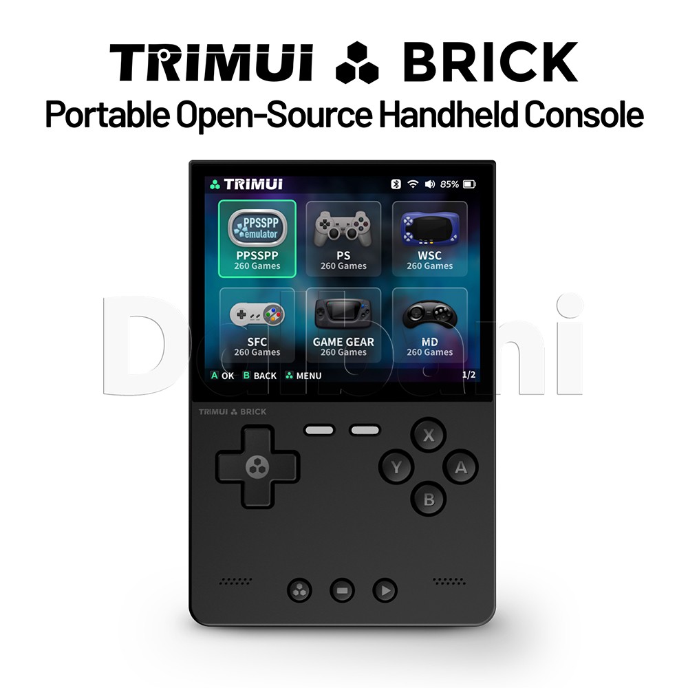 TrimUI Brick Black Open Source Handheld Game Console with 64GB