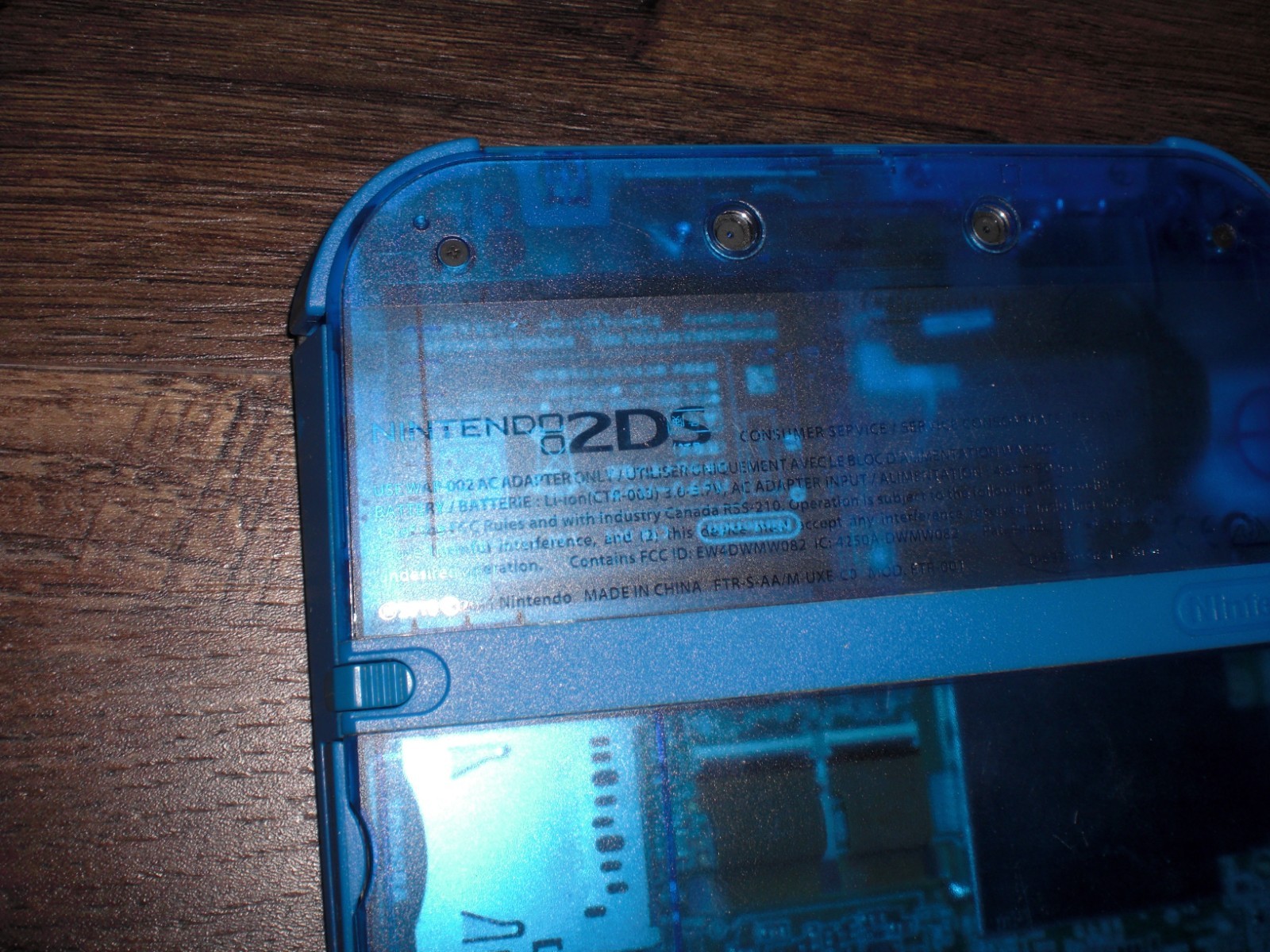 Nintendo 2DS Crystal Blue Transparent Clear Console System NTSC U.S. USA Tested