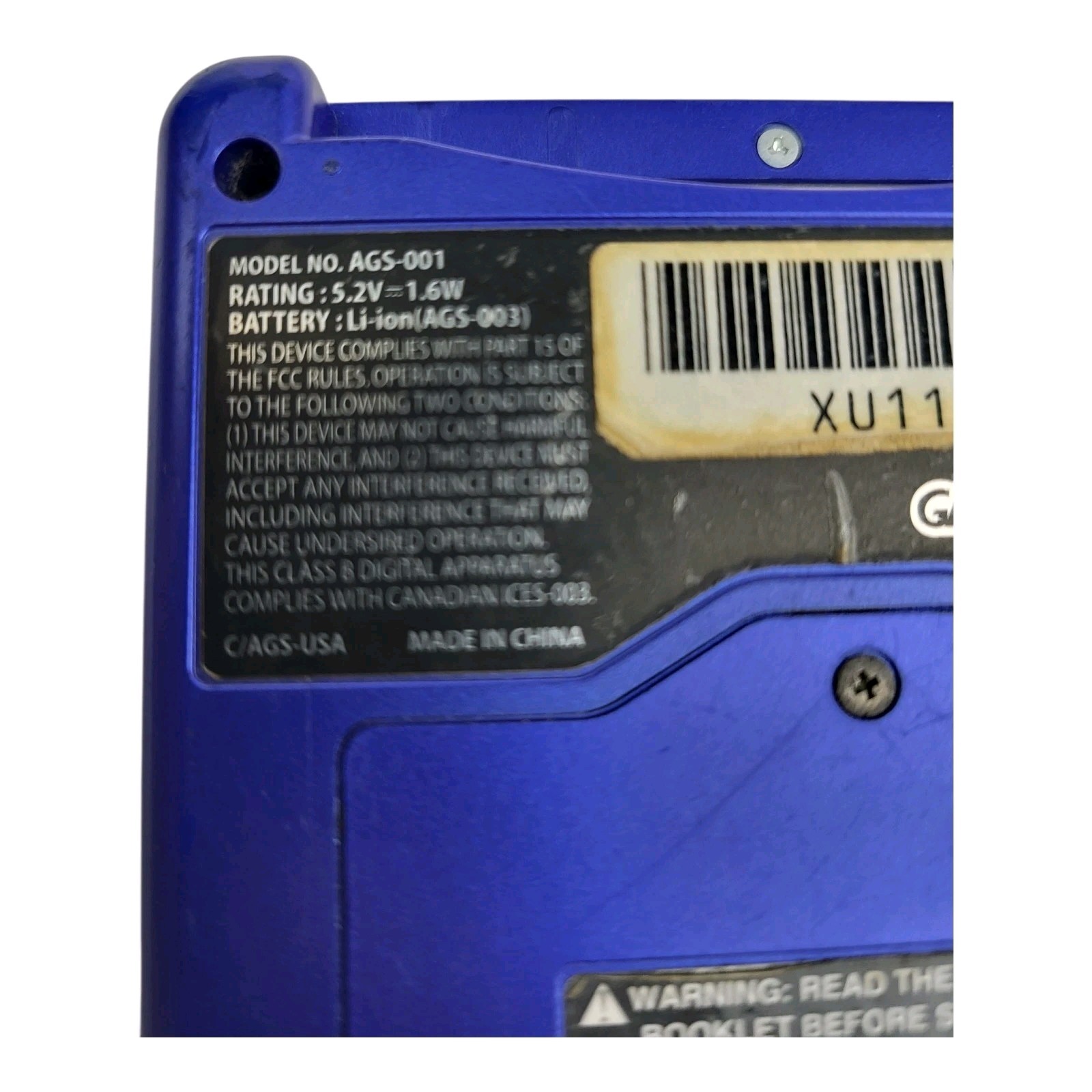 Cobalt Blue Nintendo Game Boy Advance SP AGS-001 Video Gaming Handheld Working