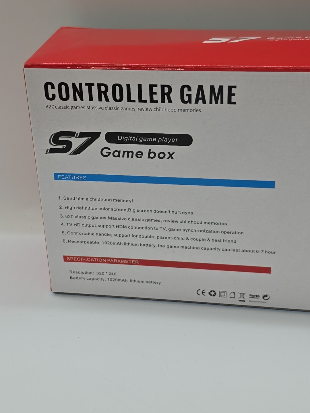 Game box S7 Handheld System White Black Rechargeable HD Output 320×240 Screen