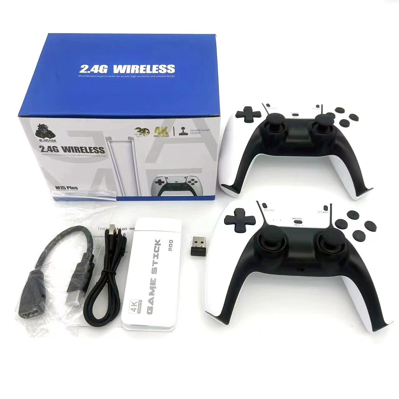 4K 128G HDMI TV Video Game Stick M15 Gaming Console Gamepad 2Wireless Controller