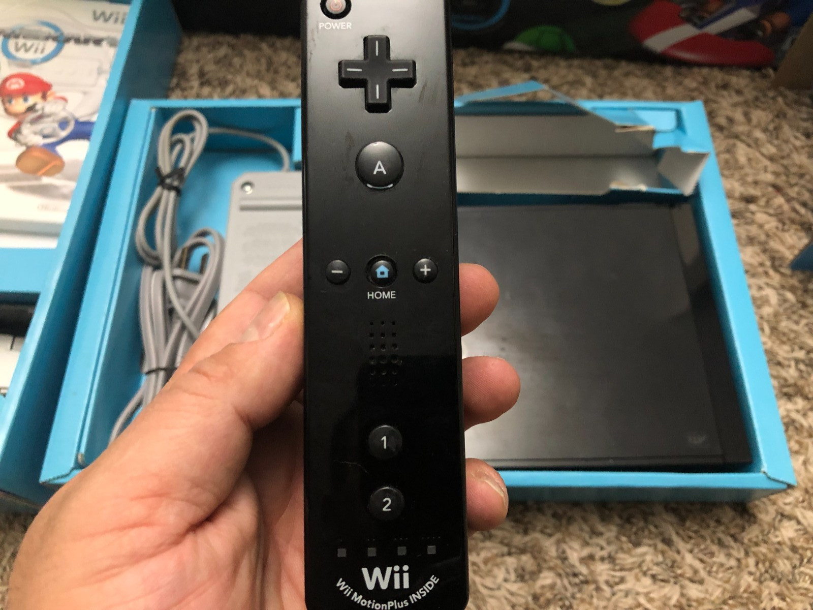 Nintendo Original Wii Mario Kart Bundle Black Console With Wii Wheel Sealed game
