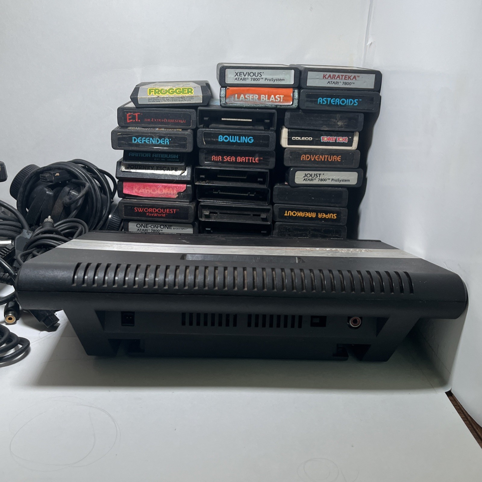 Atari 7800 Console, 2 Controller And 29 Games Lot + Cables READ DESC