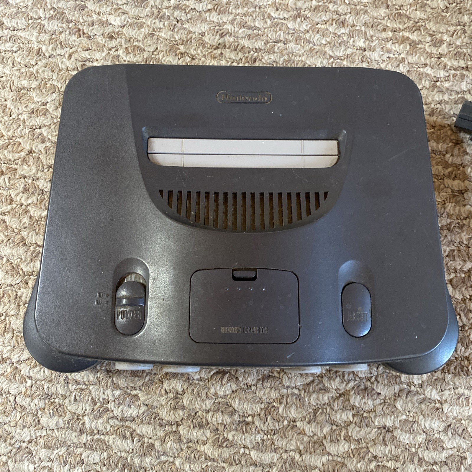 Nintendo 64 Black Console N64 w/ Silver Controller Power & AV Cables ALL OEM