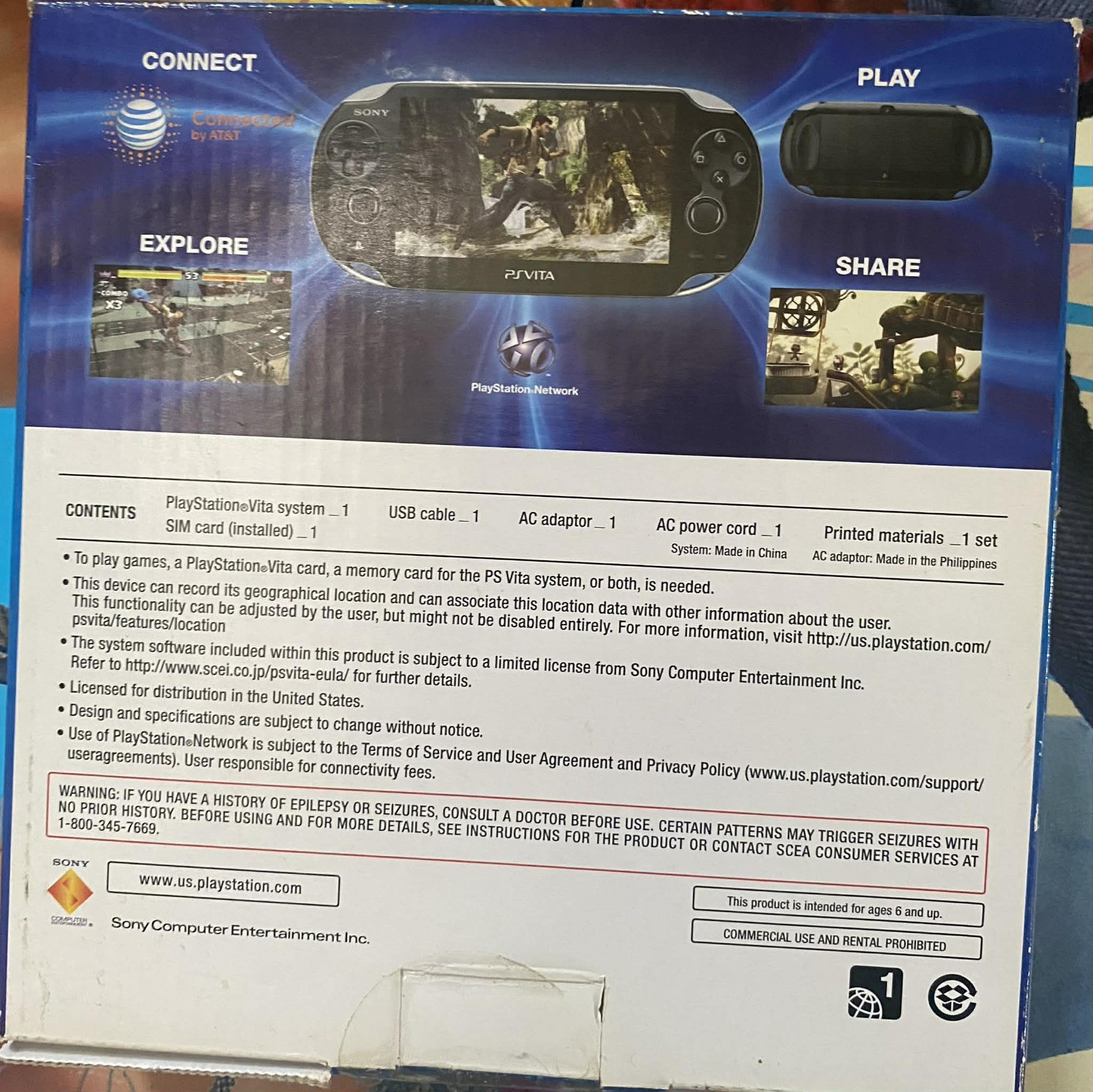 Brand new sealed Sony PlayStation Vita PCH-1001 Black Handheld System 3gb w/case