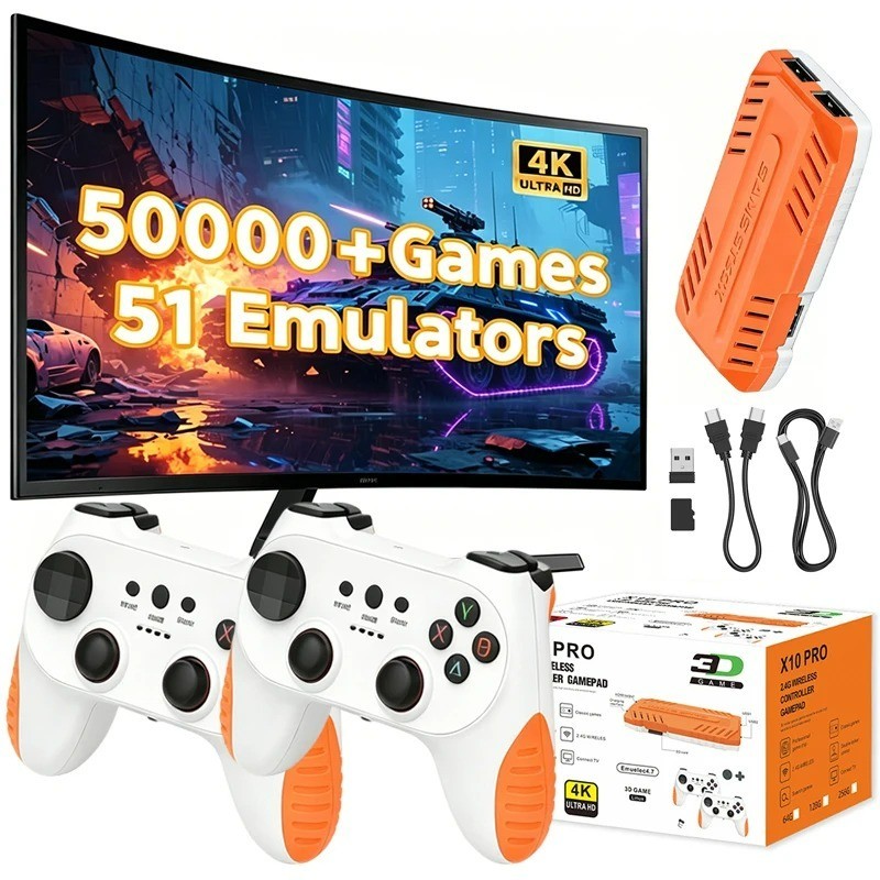X10 PRO Retro Game Stick 128GB 50000+ Games 4K HDMI Console w 2 Controllers