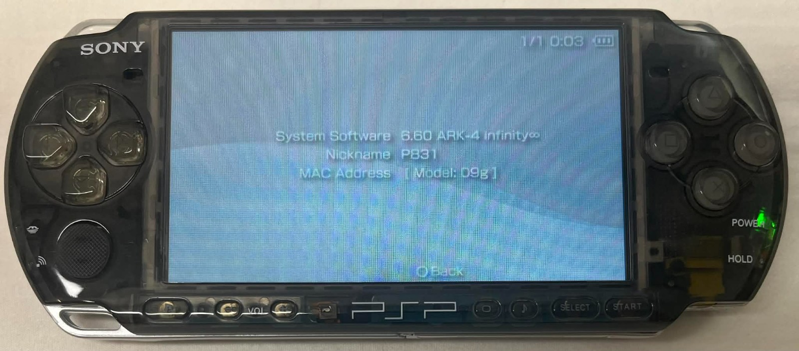 PSP3000 Clear Black / IPS Screen / Battery / Sony Charger / Region Free / 32GB