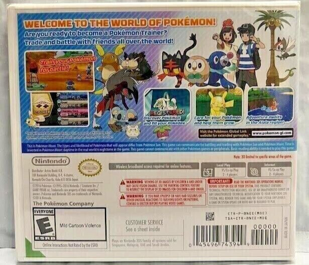 Pokemon Moon 3DS Brand New Game Special (Multiplayer, 2016 RPG)