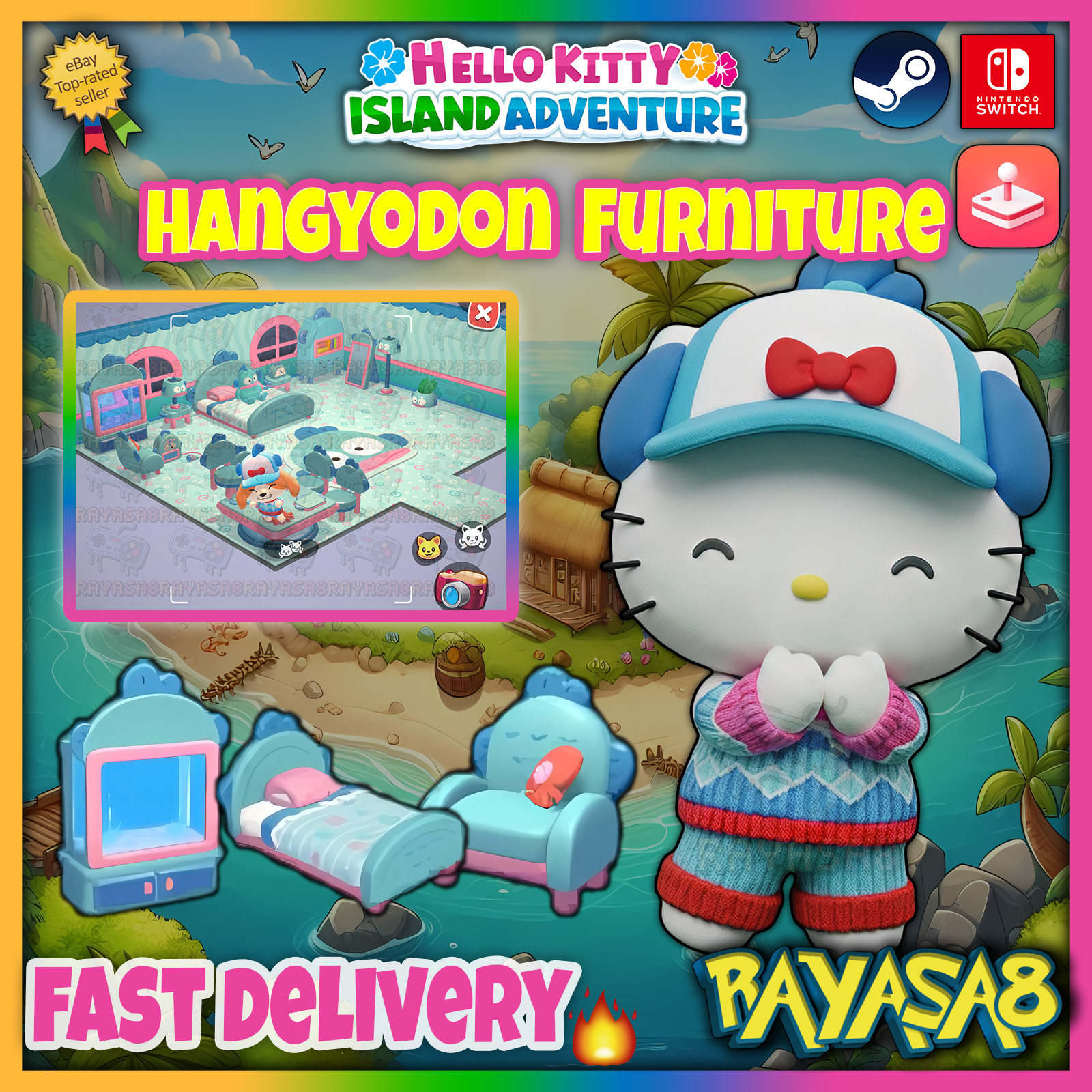 Hangyodon Furniture 🌊 Hello Kitty Island Adventure | Arcade | Nintendo | Steam