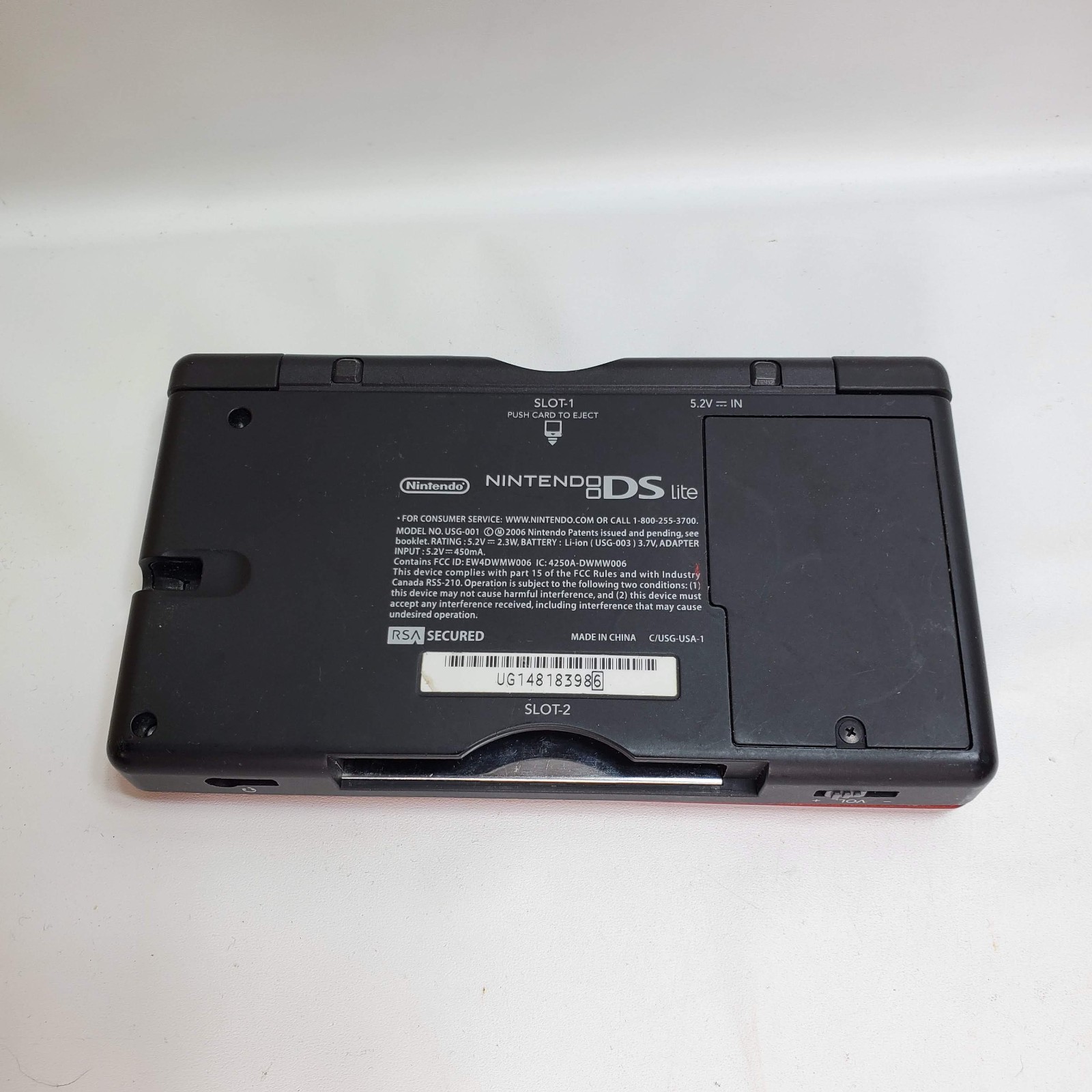 Nintendo DS Lite Handheld Game Console Red Black USG-001 For Parts Or Repair
