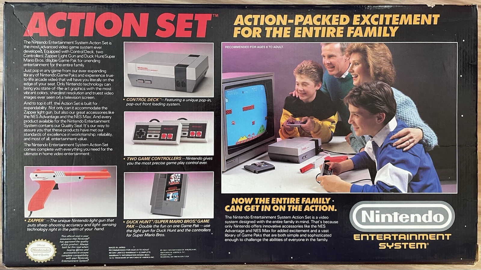 Nintendo NES Action Set Console In Box Tested 1985 Orange Zapper Tetris Vintage