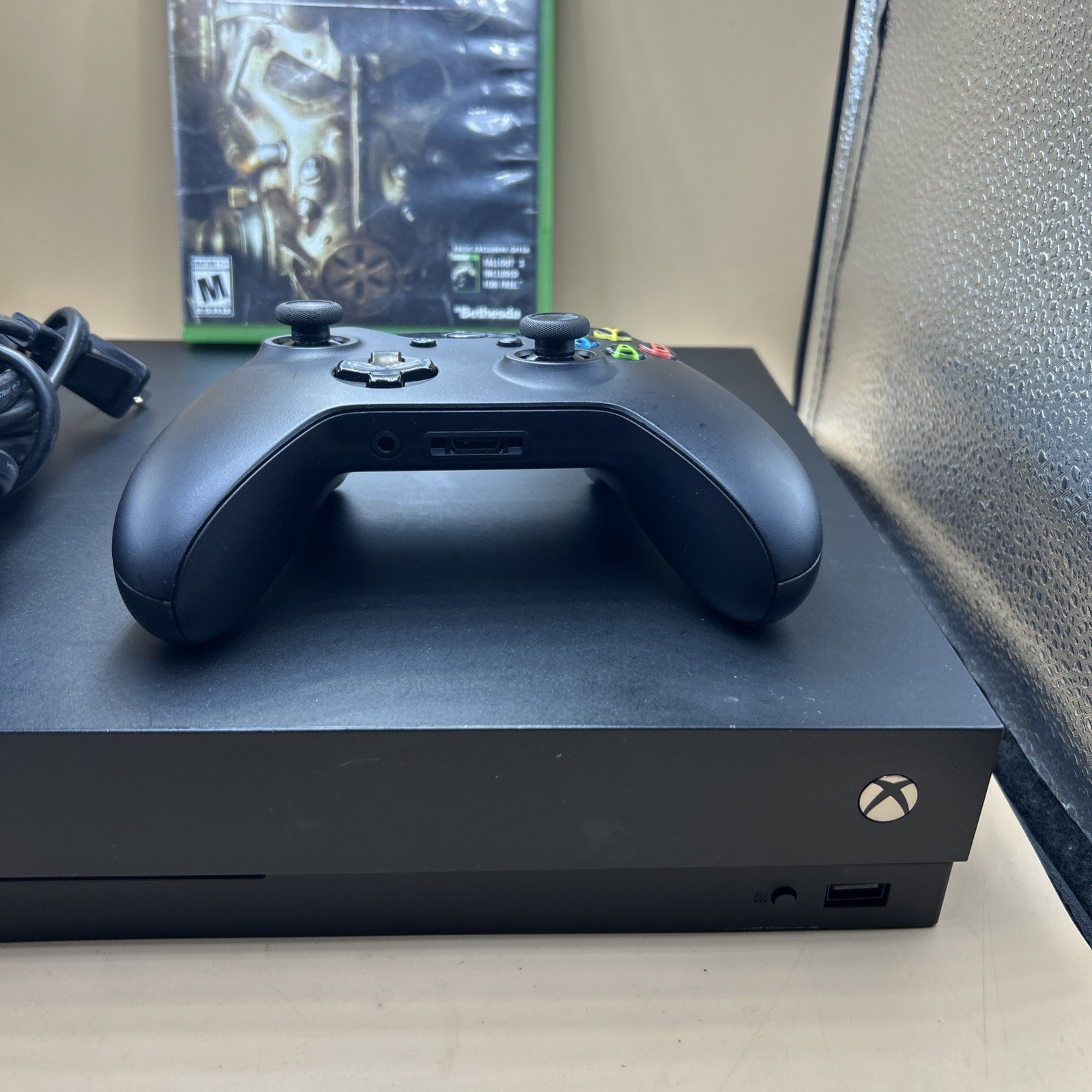 Xbox One X 1TB Black Console w CONTROLLER & PWR CABLE Tested Free Game