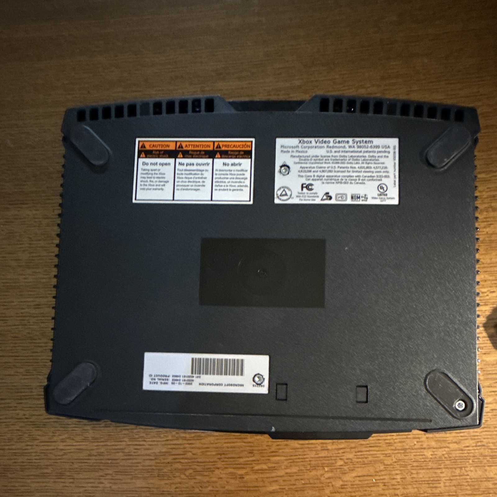 Microsoft Xbox Original Console Black & Cables Only Working Read Description