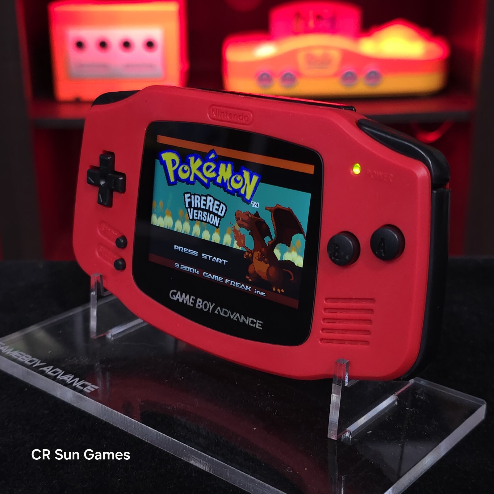 Red Game Boy Advance GBA iPS V5 LCD USB-C 1800 mAh Rechargeable Battery