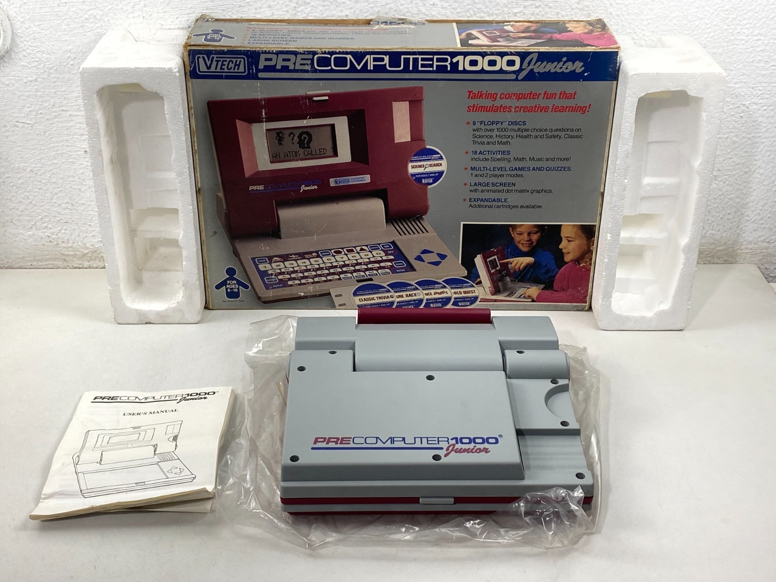 Vintage VTECH Pre Computer Junior 1000 Learning Educational Game 1990 NEW