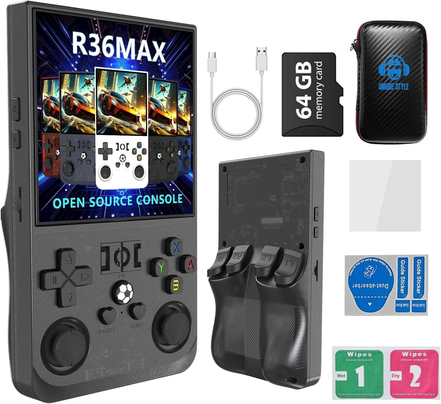 Open Source R36MAX 4000mAh Portable Rechargeable Handheld Retro Game Console