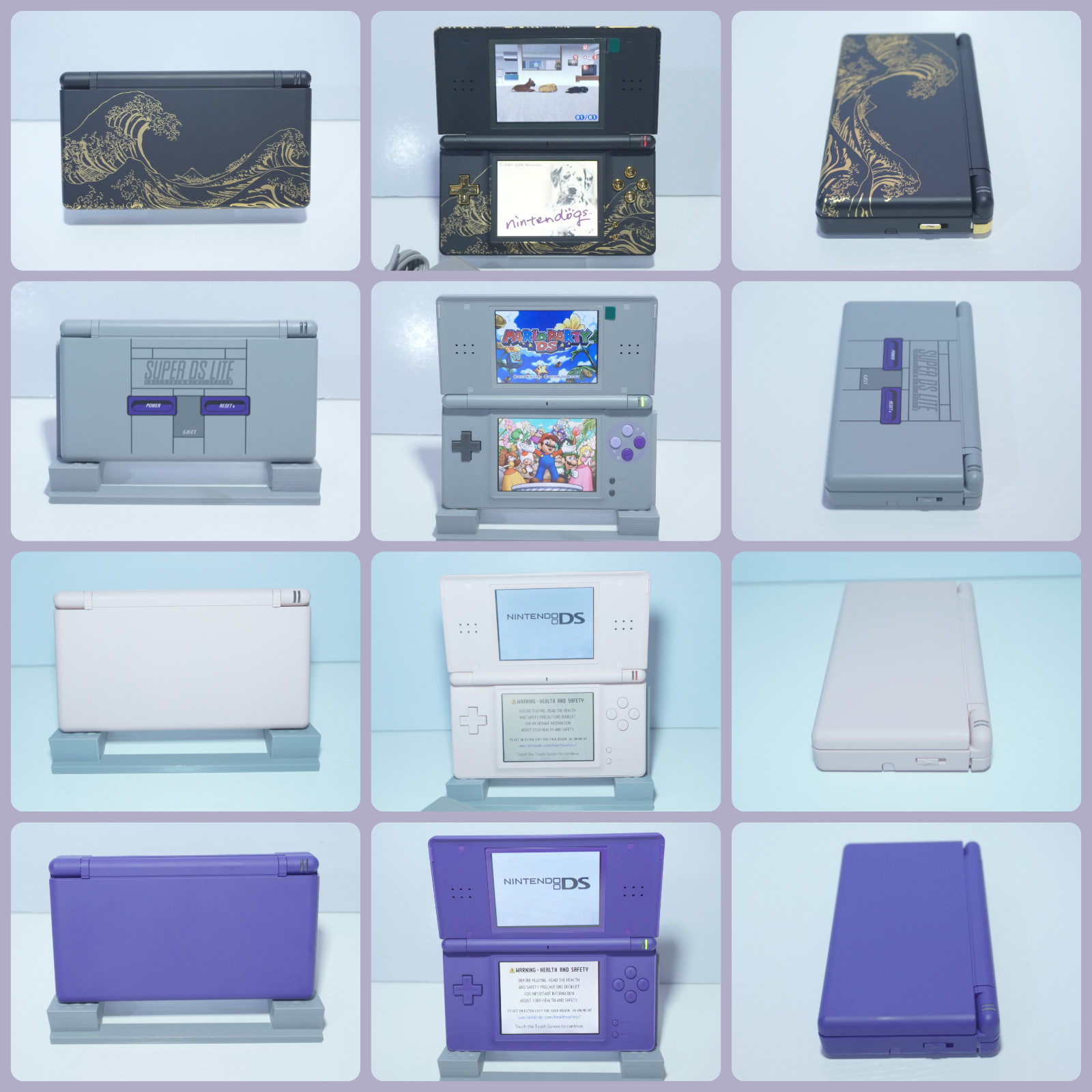 Nintendo DS Lite Videogame Console Various Colors Reshelled with Charger