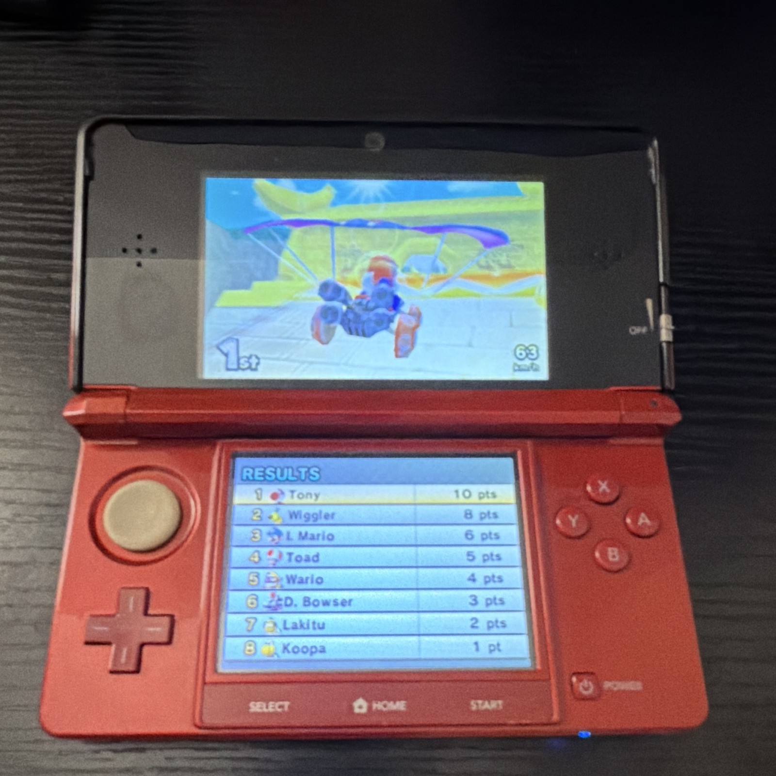 Nintendo 3DS Red Dual Screen Handheld System w/ Charger & Black Case