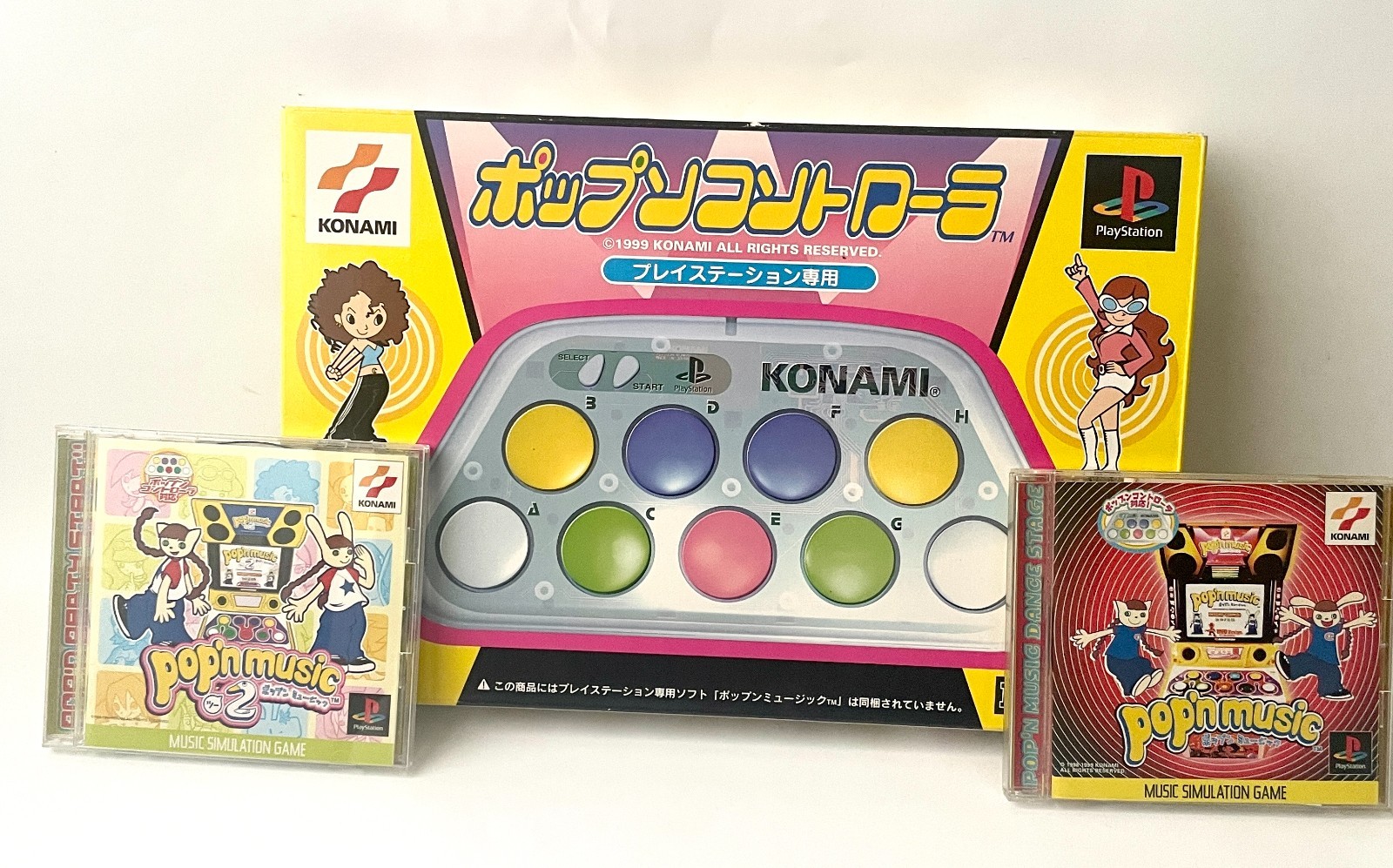Konami Pop’n Music Controller PS1 PlayStation + Pop’n Music 1 & 2 Japan Set
