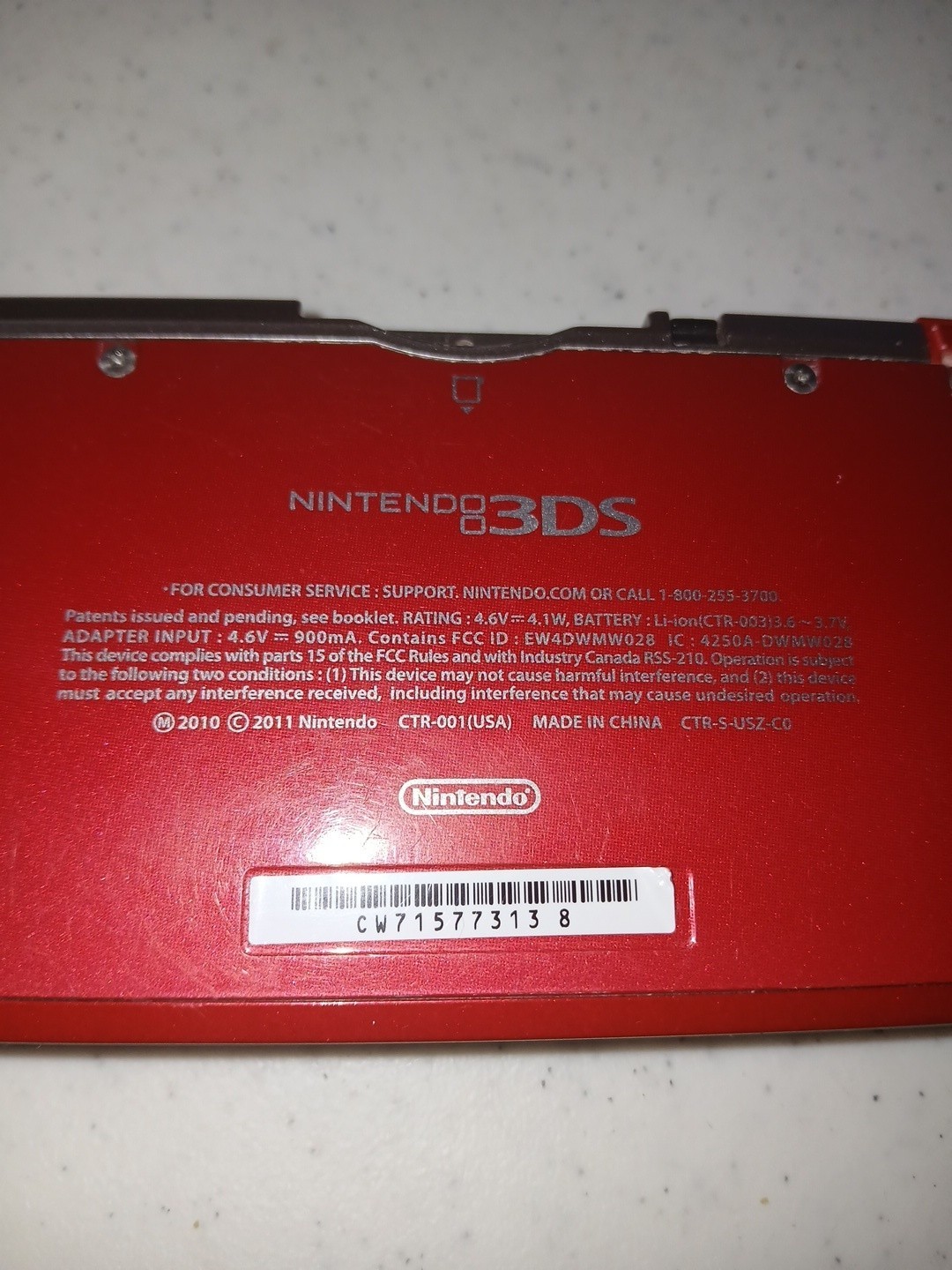 Nintendo 3DS CTR-001 Red 3D Handheld System w/ New Super Mario NTSC-U/C & 2…