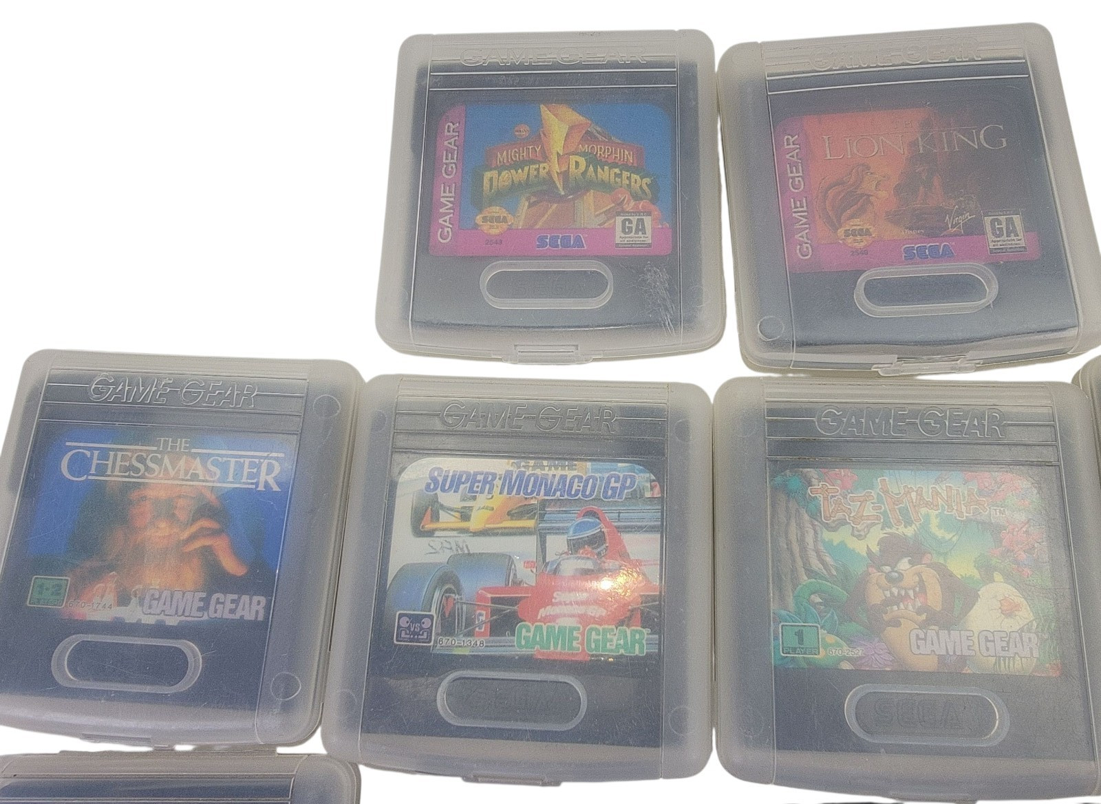 Sega Game Gear Lot 13 Games Cleaning Cartridge Plastic Cases Chargers & Case.
