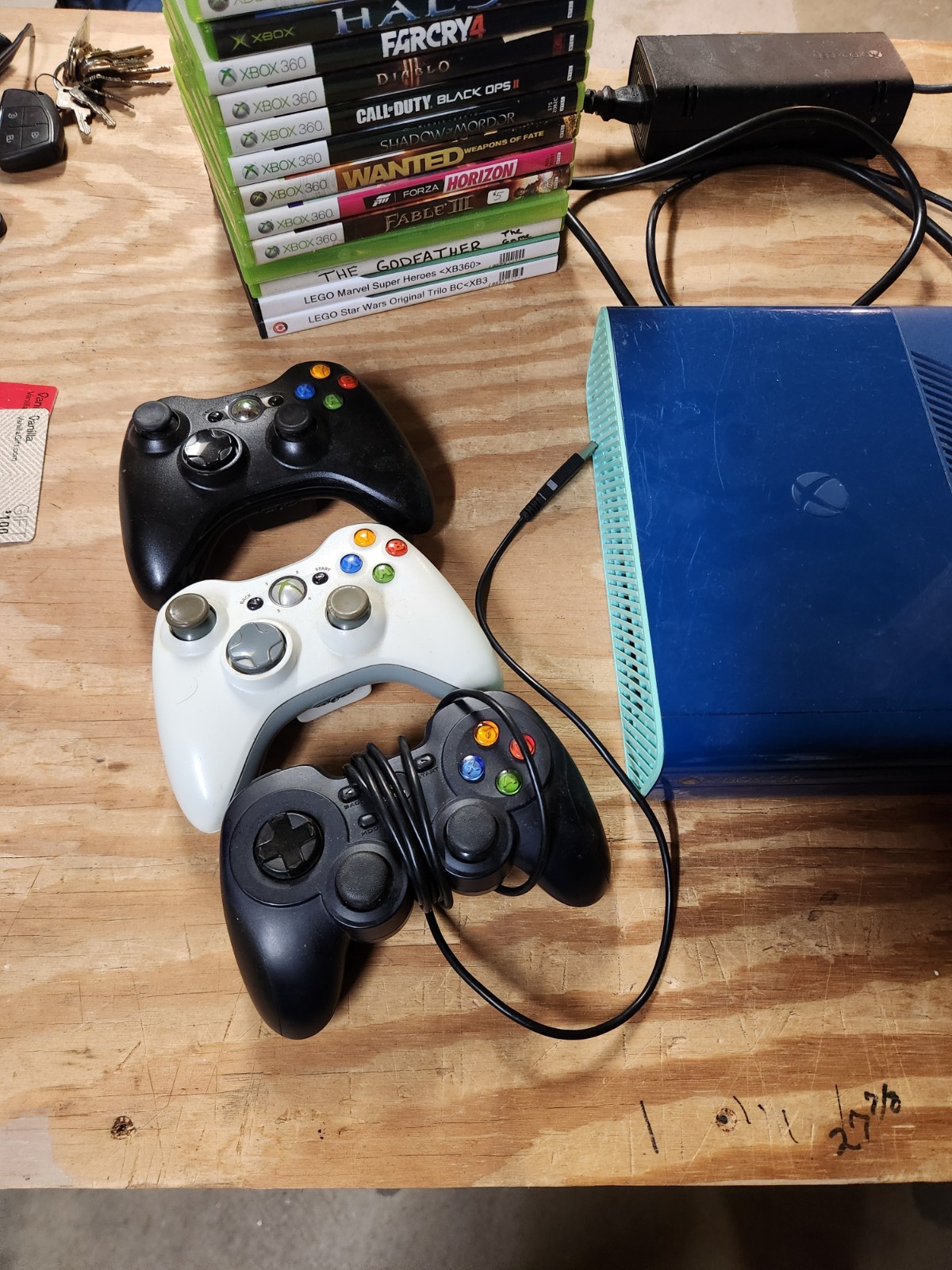 Microsoft Xbox 360 E 500GB Console Gaming System 1538 Blue Controllers Games