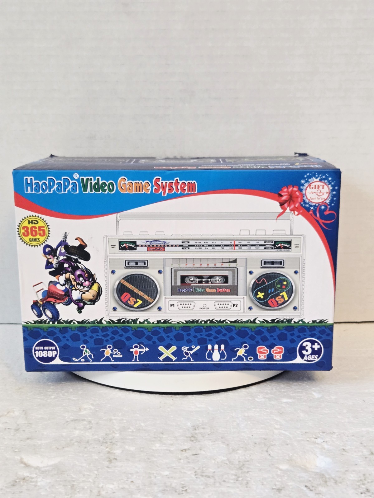 HaoPapa QS7 Video Game System SILVER Boombox 365 Classic Games New