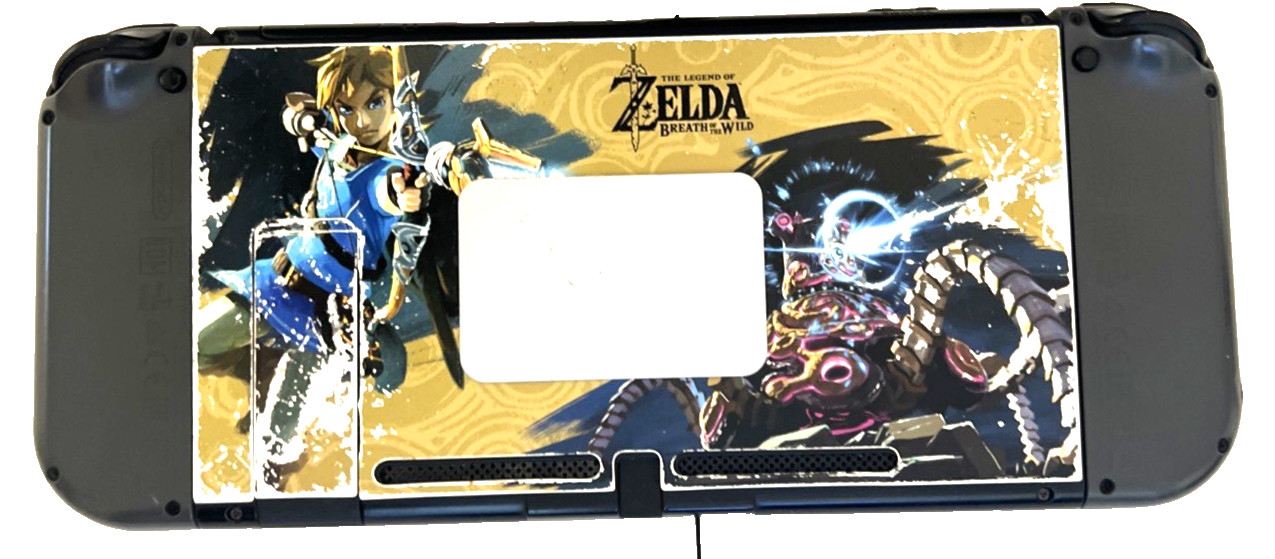 Nintendo Switch Console w/ Zelda Decals, Box & Charger – Tested Reset