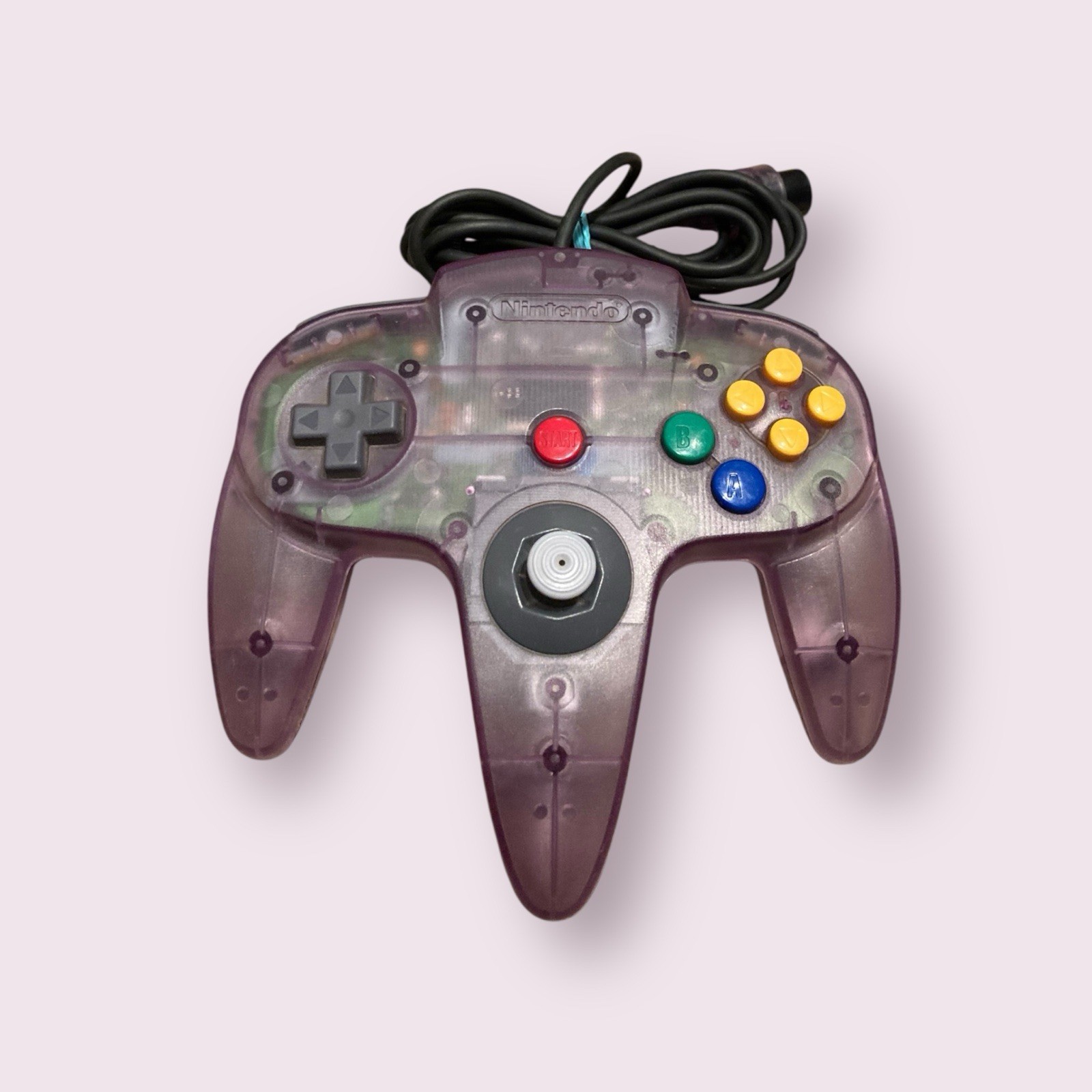 Nintendo 64 Console W/ Cords And OEM Atomic Purple Controller Tested Working