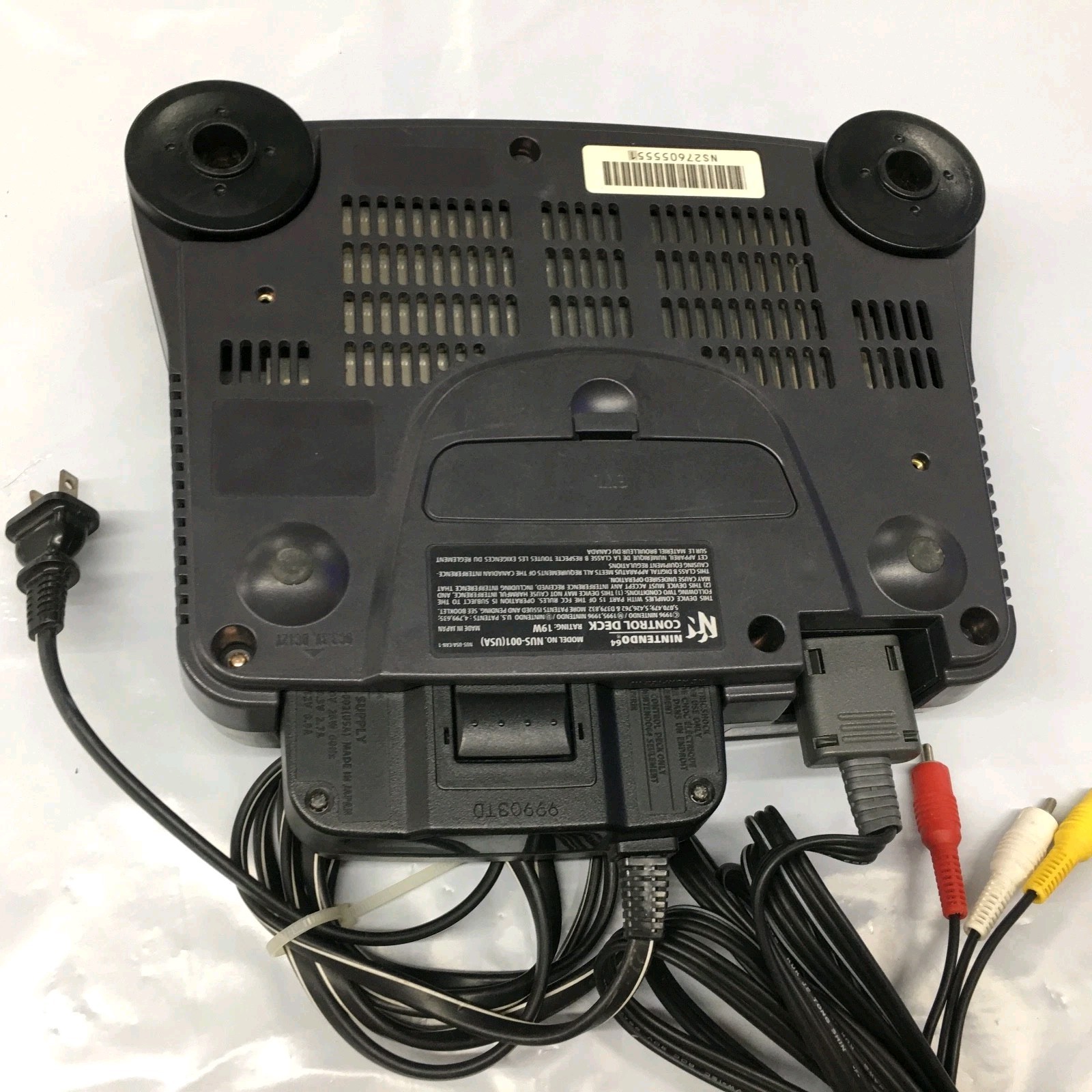 Nintendo 64 Original Console NUS-001 USA Control Deck With Power Supply & Cable