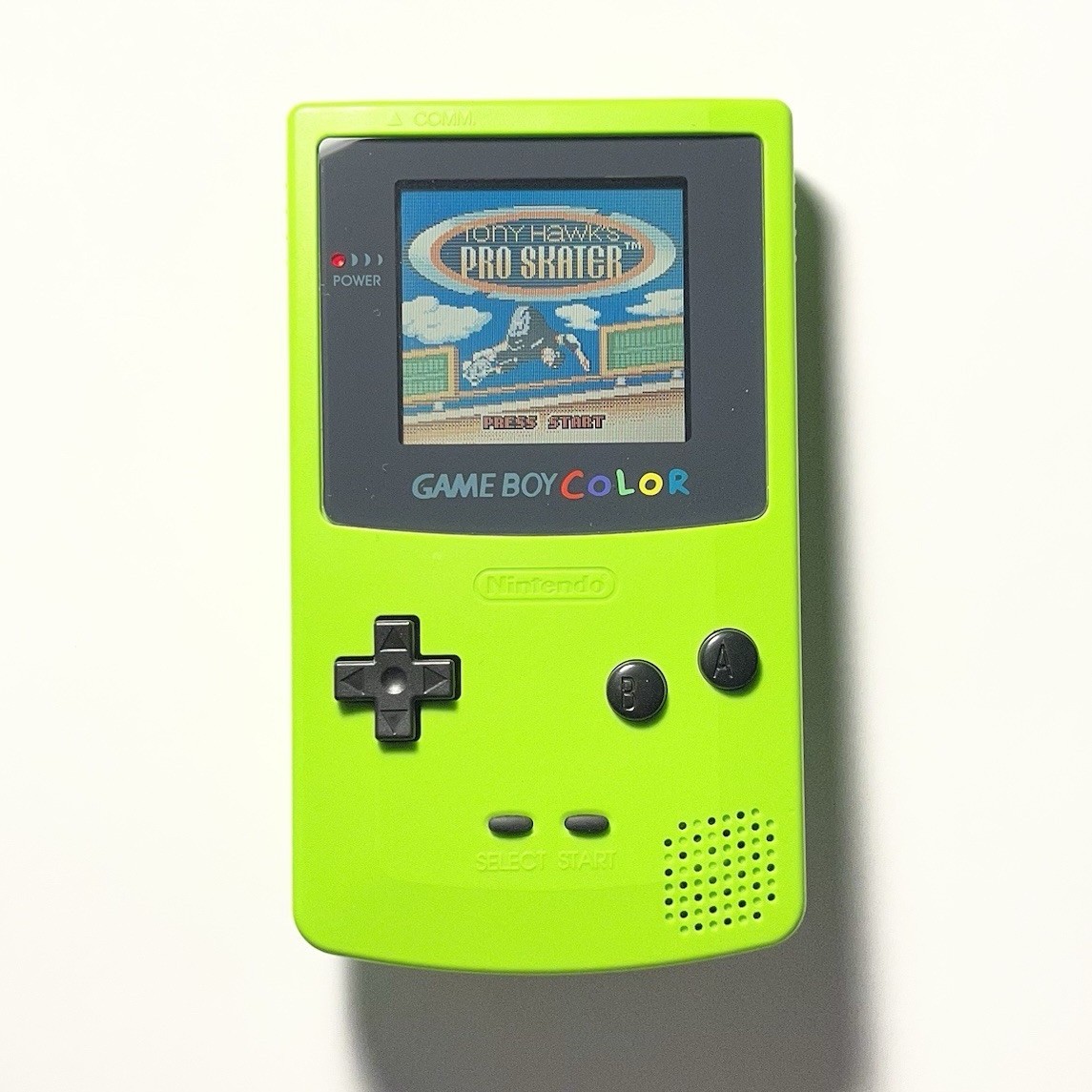 Nintendo Game Boy Color Green CGB-001 Handheld Console w/ Tony Hawk Pro Skater