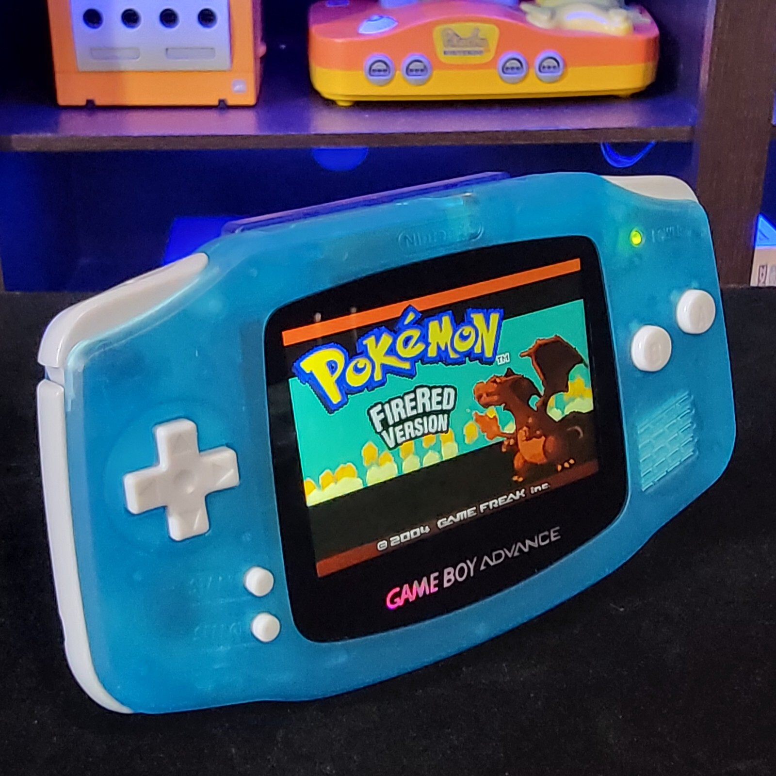 Clear Blue Game Boy Advance GBA iPS LCD USB-C 1800 mAh Rechargeable Battery