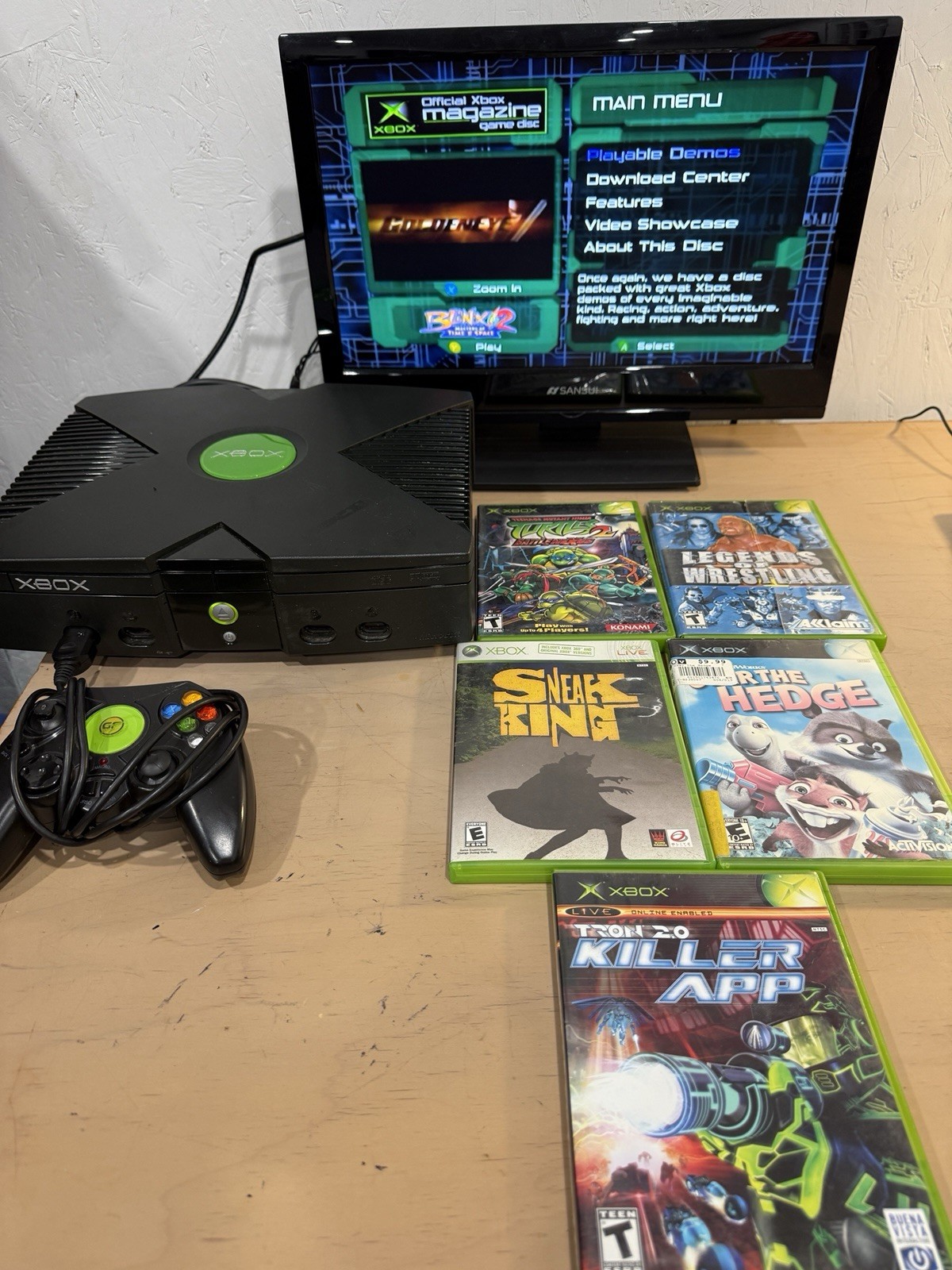 Microsoft Xbox System 5 Game And Demo game Controller Tested