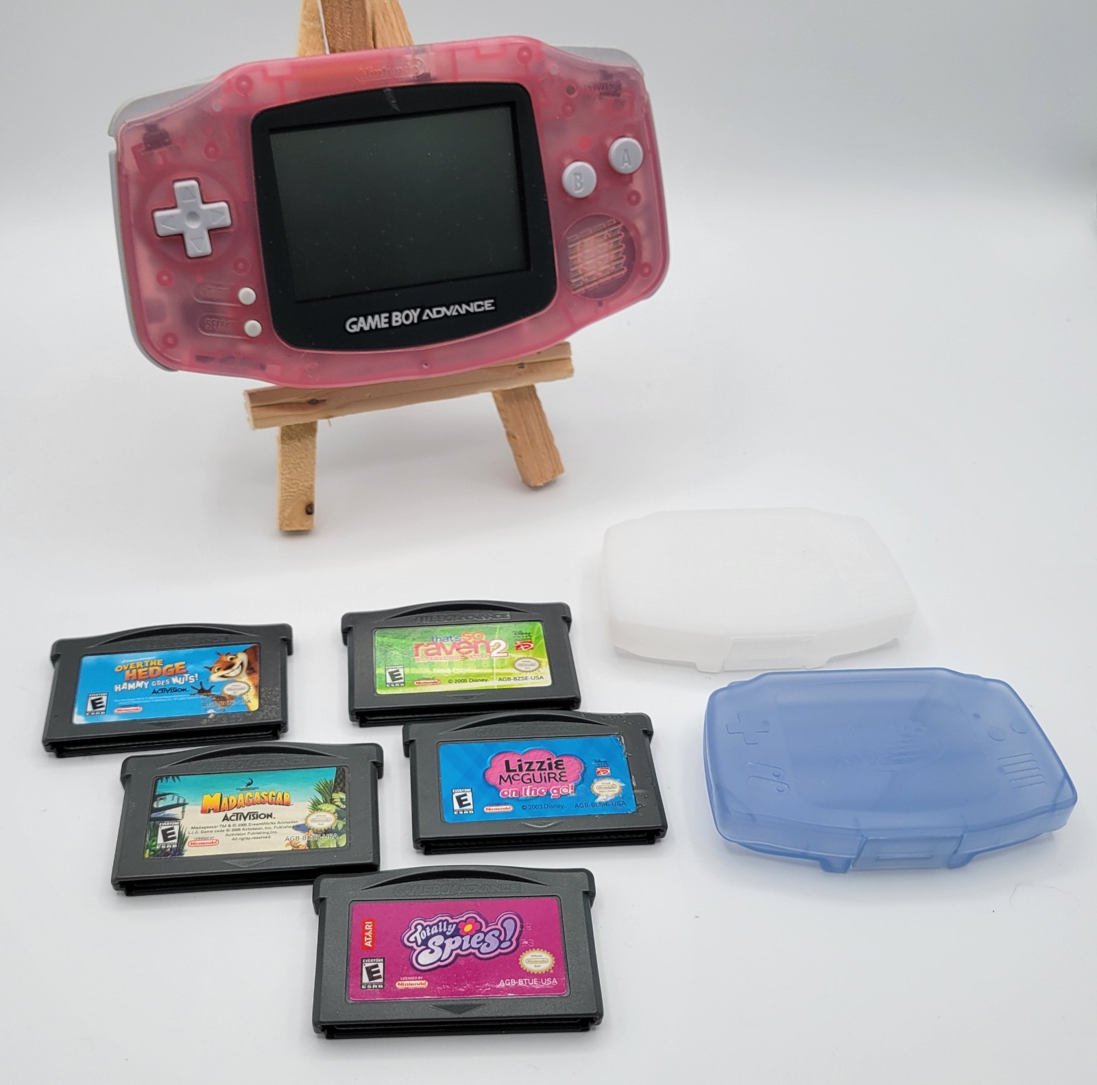 Nintendo Game Boy Advance Pink Console Bundle 5 Games & GBA Cartridge Cases