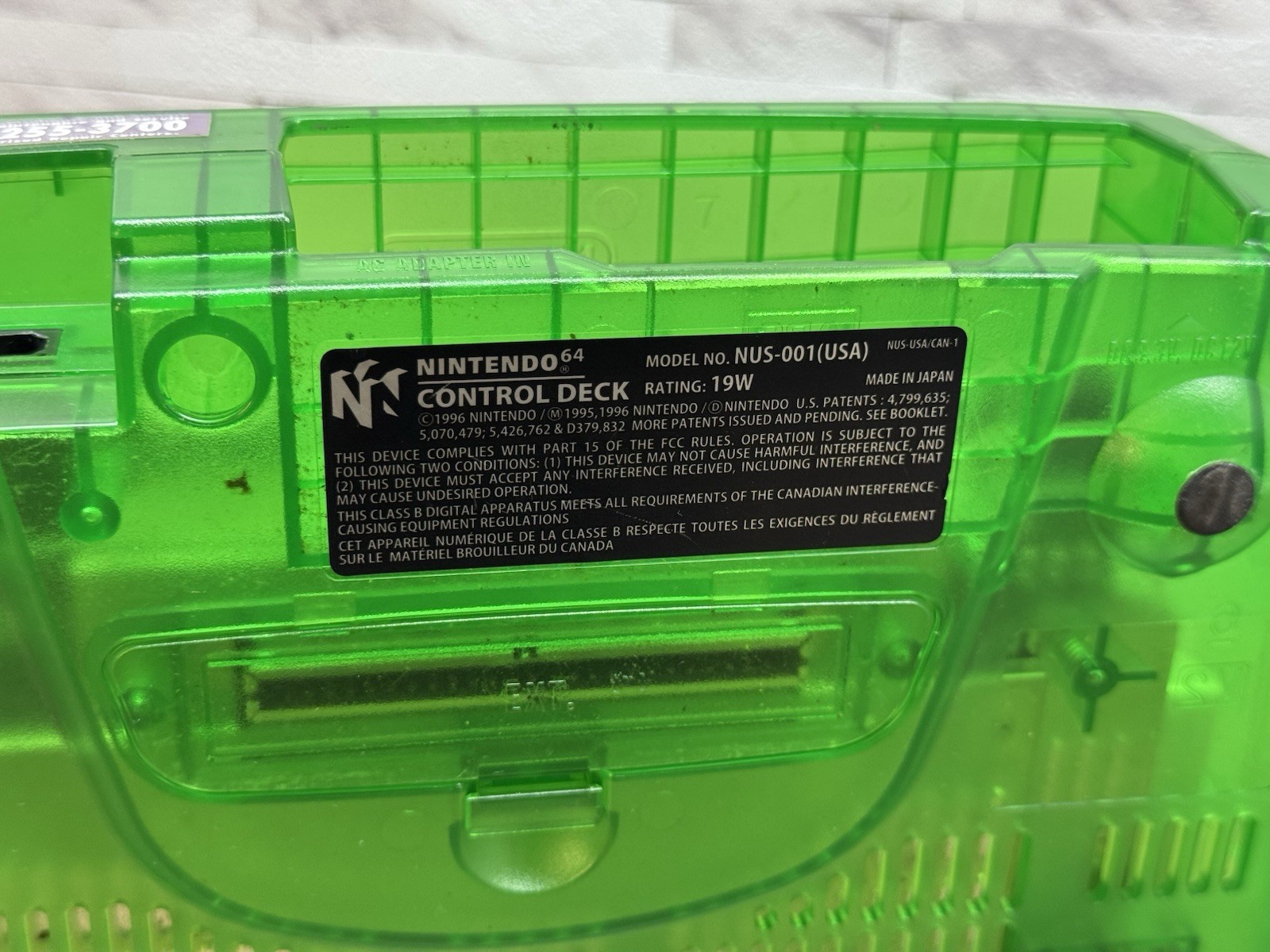 Nintendo 64 Console Only Jungle Green No Expansion Pack -UNTESTED Powers On