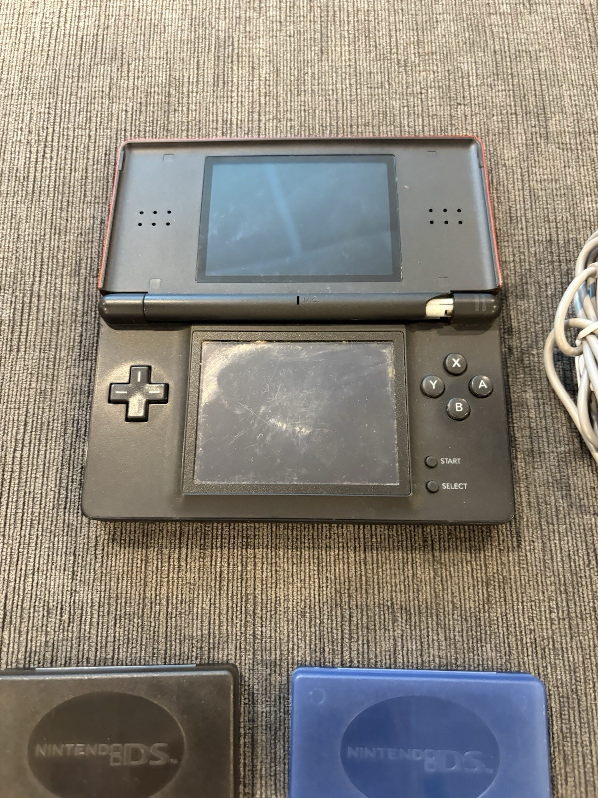 Nintendo DS Lite Red & Black Dual Screen Console + 10 Games, Case & Charger