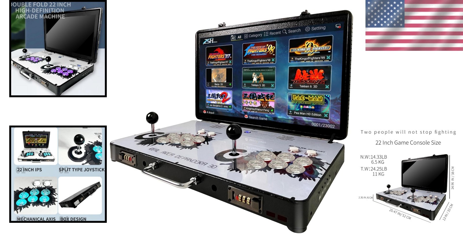 20000 in 1 Portable Retro Arcade with 22-Inch Display and Built-in Sound