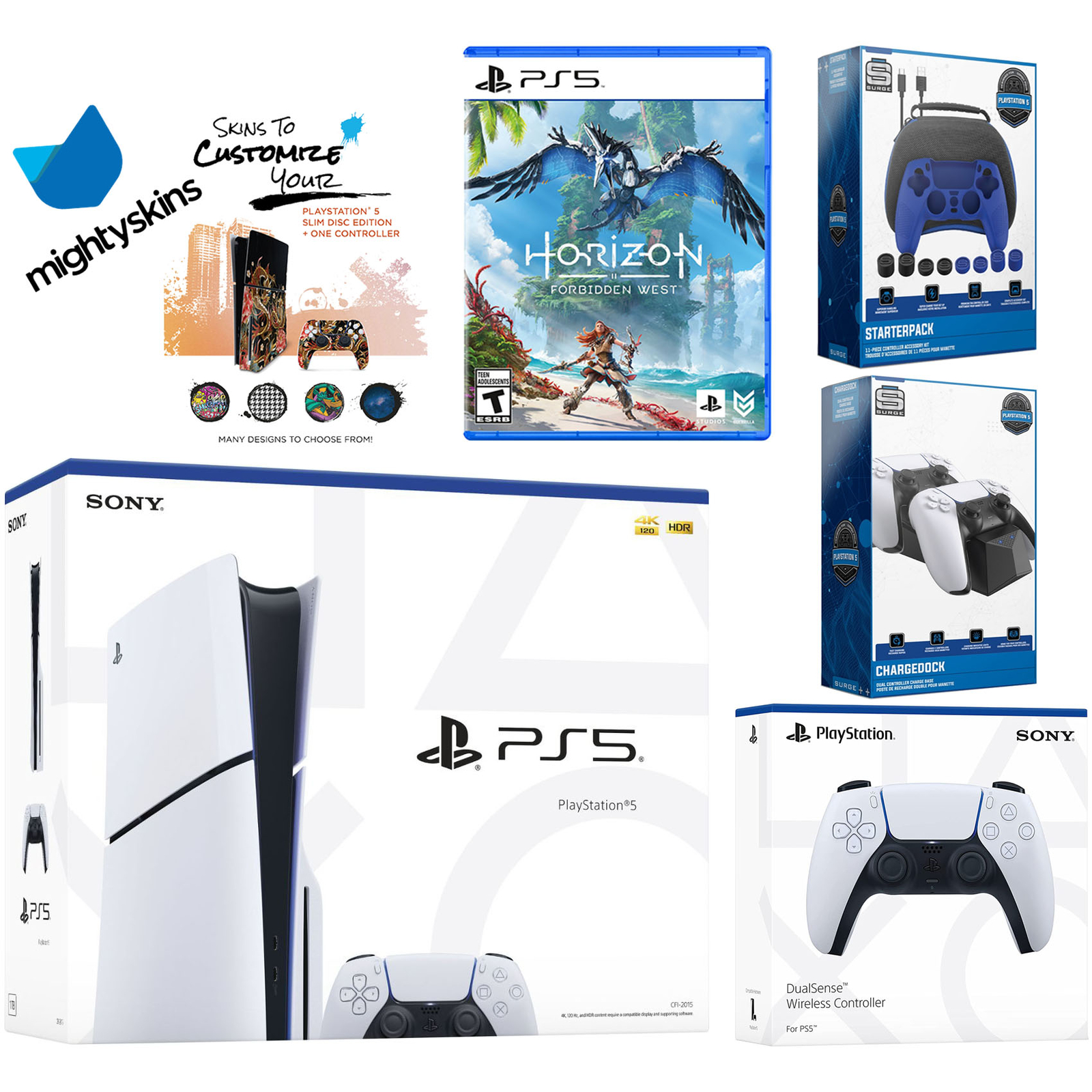 Sony PS5 Slim Disc + Extra Controller + Horizon Forbidden West + Gamer Kit