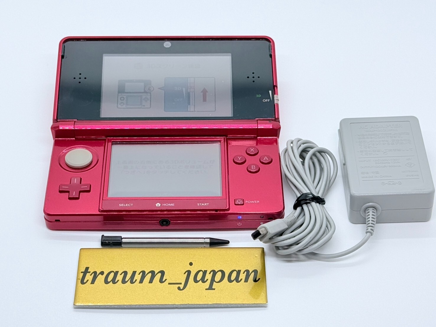 Nintendo 3DS Red Console & Pokemon X Y Sun Moon Omega Ruby Alpha Sapphire w/case