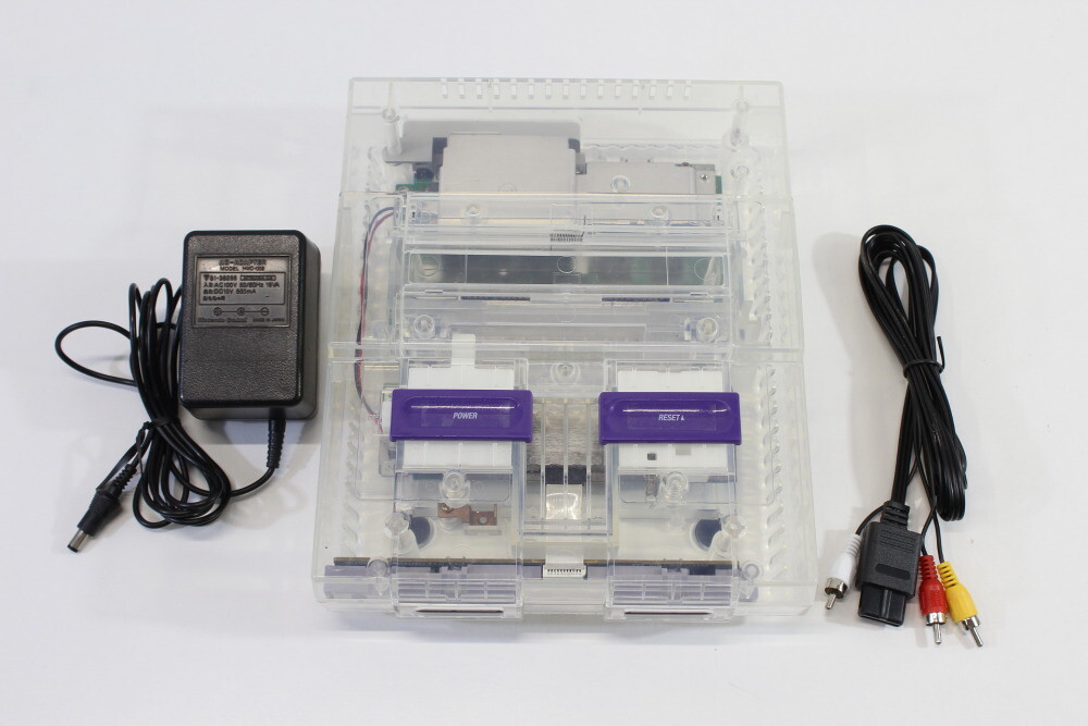 Super Nintendo Transparent Crystal Clear Console SNES SFC Converted AC AV TESTED