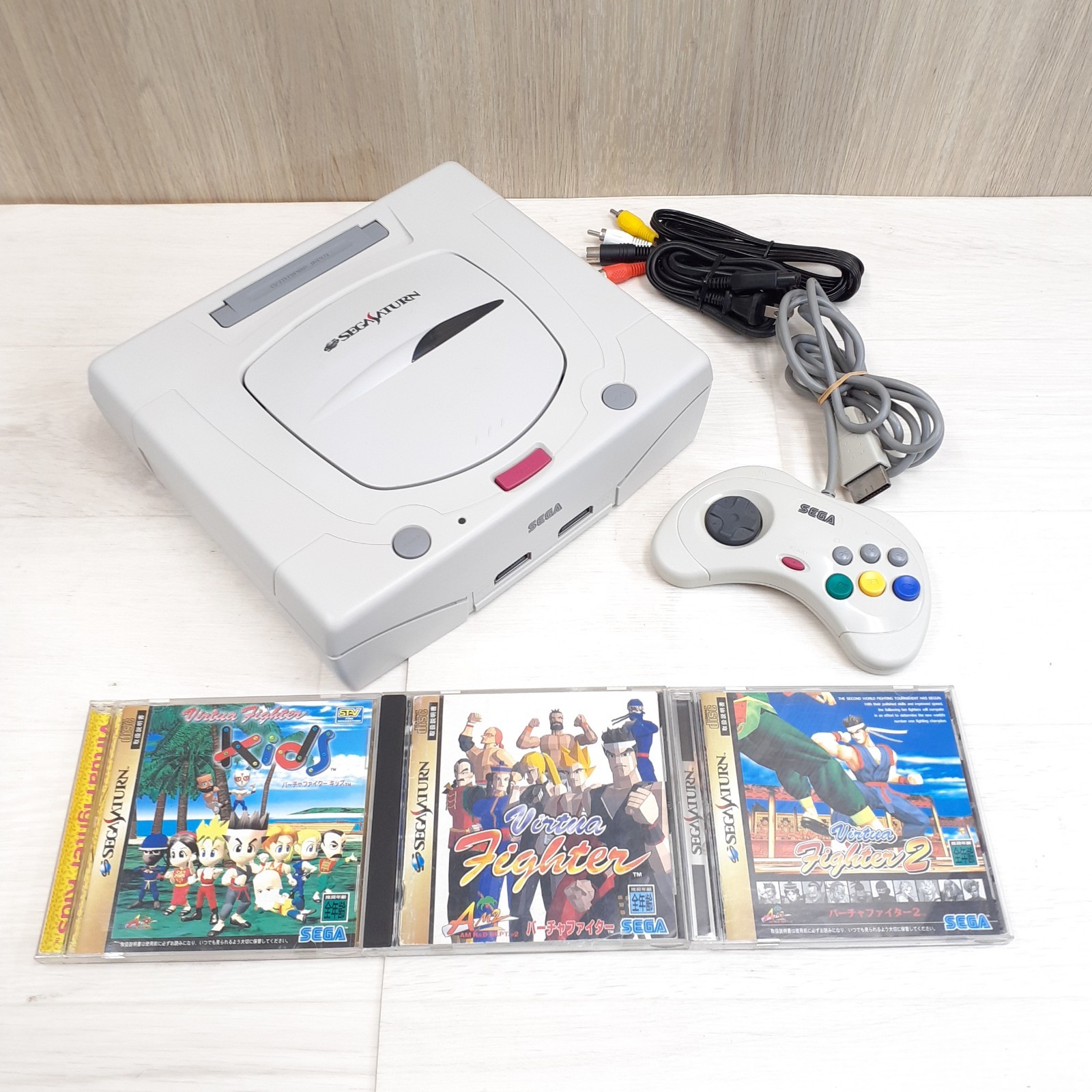 Japanese Sega Saturn Console White System Bundle with 3 Games Virtua Fighetr